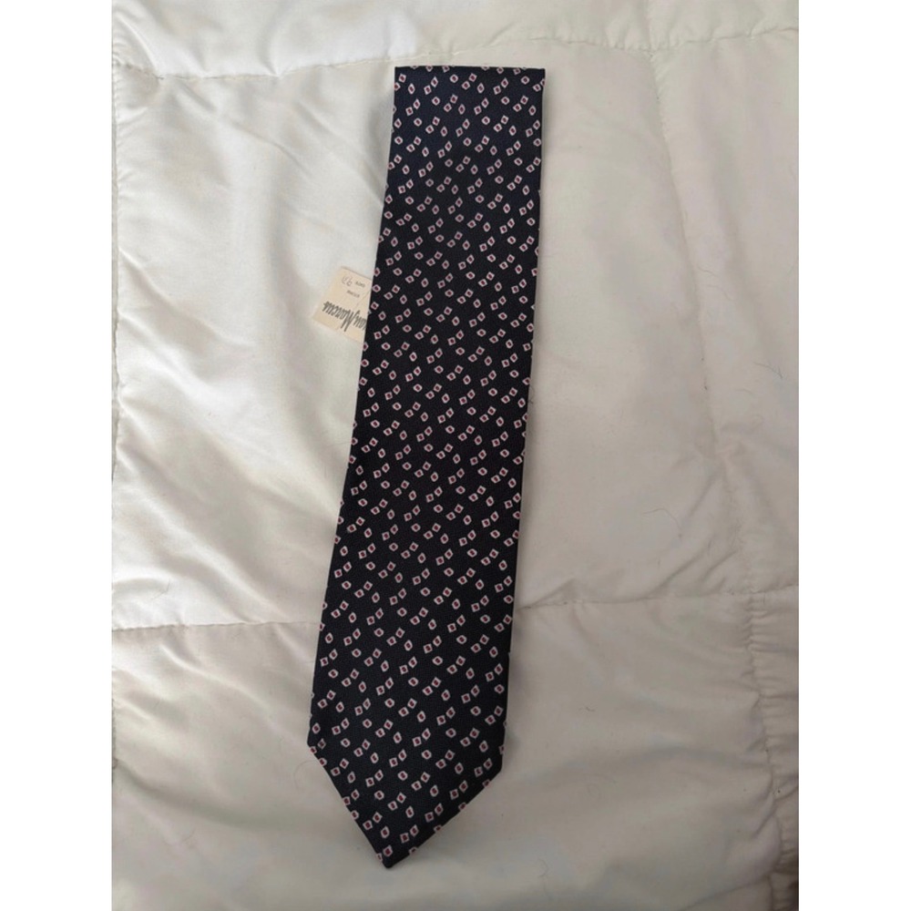Charvet Place Vendome Mens Silk Tie Navy Blue Red Geometric Diamond France NWT